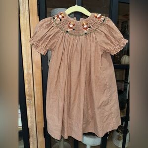 Silly Goose smocked dress cheerleader UT rust burnt orange toddler girl longhorn